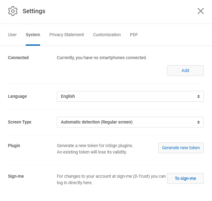 Settings-system