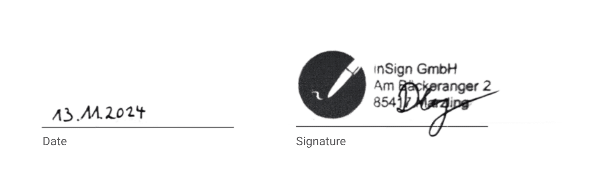 Traditional company stamp on paper