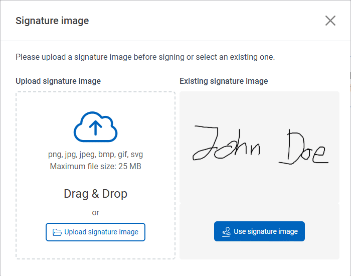 Upload signature image
